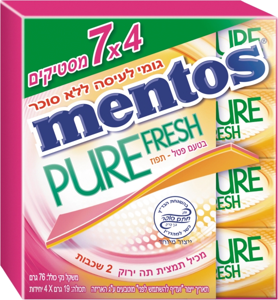 מסטיק סטיקס בטעם פטל תפוז 4 יחידות