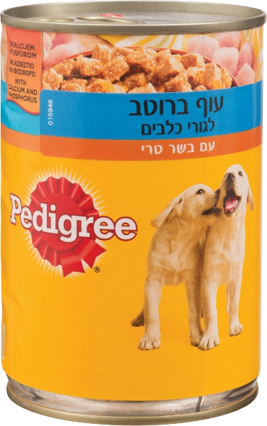 עוף ברוטב עם בשר חי לגורי כלבים