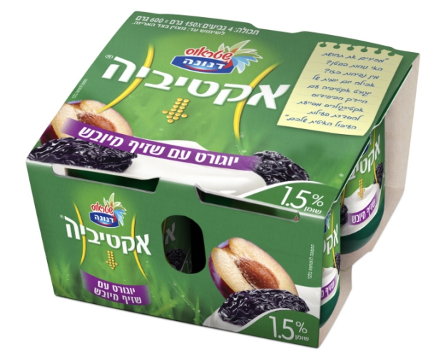יוגורט אקטיביה עם שזיף מיובש 1.5% 4 יחידות
