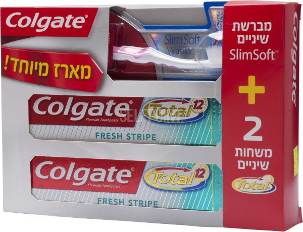 מברשת שיניים + משחת שיניים טוטל פסים