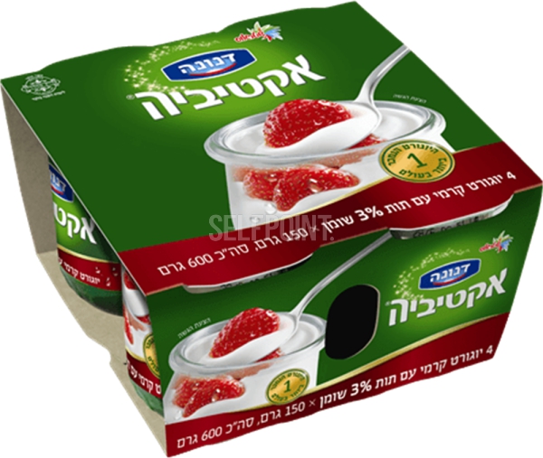 יוגורט קרמי עם תות 3% 4 יחידות