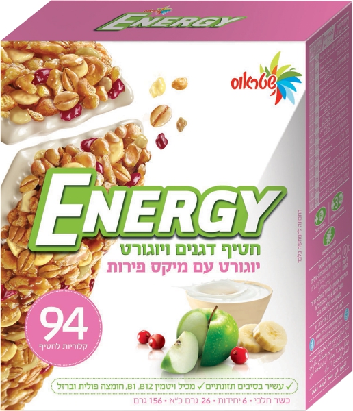 אנרג'י חטיף דגנים ויוגורט עם מיקס פירות 6 יחידות