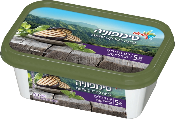 סימפוניה גבינה במרקם שמנת עם חציל ובזיליקום 5%