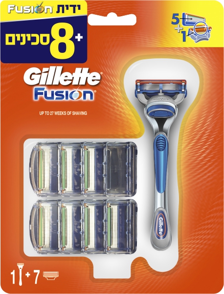 ידית + 8 סכיני גילוח פיוז'ן