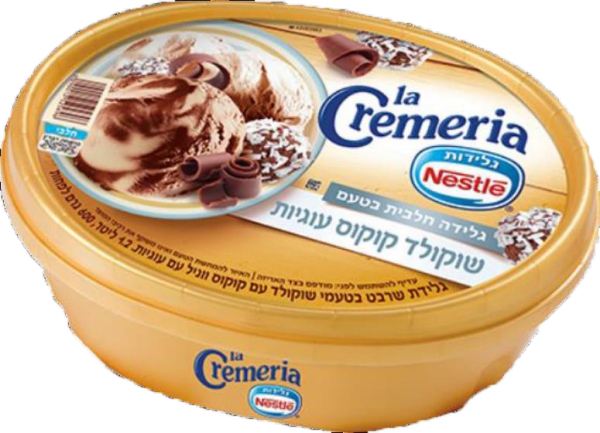 גלידה שוקולד קוקוס עוגיות חלבי