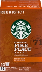 Starbucks Medium Roast Ground Coffee K-cup Pods10 ct