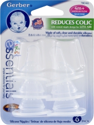 Gerber Silicone Nipple 6 Pk