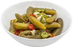 Israeli Hot Pickles From The Barrel