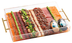"Cured Seared & Fish Plexiglass Platter 10 x 12"""""