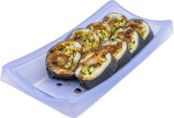 Spider Roll- fried kani, cucumber, avocado, lettuce