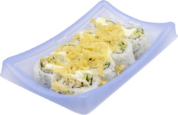 Crunch Roll - pear, cucumber topped with house sauce and crunch