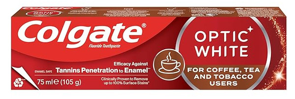 Colgate Optic White Toothpaste For Coffee Tea & Tobacco Users 75Ml