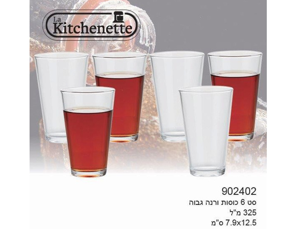 לקיטשן סט 6 כוסות ורנה גבוה 7.9/12.5 325