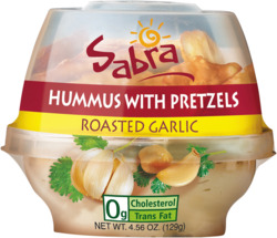 Roasted Garlic Hummus Dip with Rold Gold Pretzels