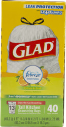 13 Gal Tall Kitchen Febreze Lemon Drawstring Bags