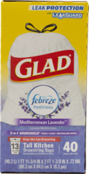 Odor Shield Tall Kitchen Drawstring Bags 40 ct