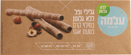 גלילי ופל במילוי קרם בטעם אגוז