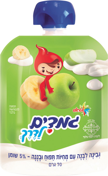גמדים לדרך גבינה לבנה עם מחיות תפוח ובננה 5% שומן