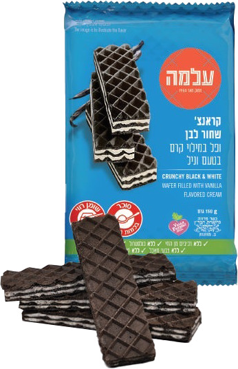 עלמה וופל קראנץ' במילוי קרם בטעם שחור לב