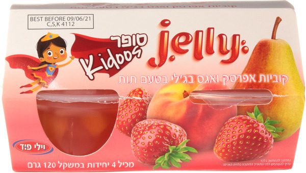 קוביות אפרסק ואגס בג'לי בטעם תות