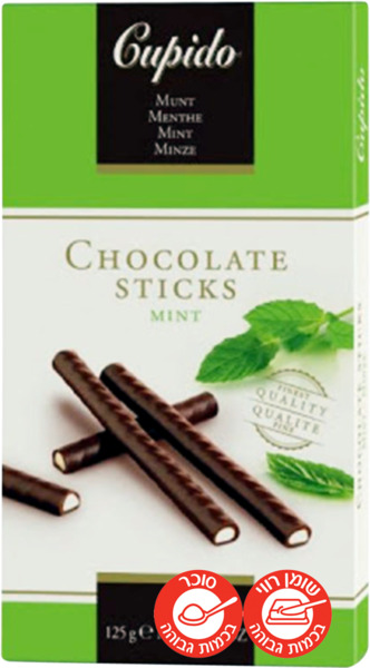 בונ קופידו שוקולד סטיקס מנטה 125 גרם