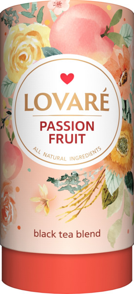 Passion Fruit תה שחור עם פירות, ניצנים ועלי כותרת פרחים בניחוח אפרסק 80 גרם