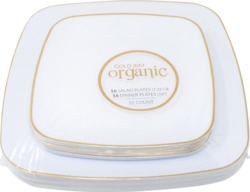 Gold Rim Organic Plates 32 ct