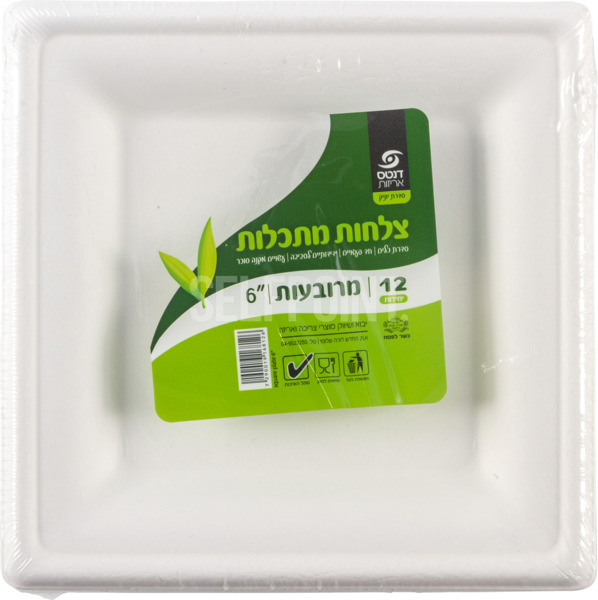 צלחות מתכלות מרובעות