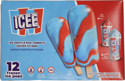 Red Cherry & Blue Raspberry Swirled Ice Pops 12 ct
