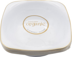 Organic Square White Bowls with Gold Rim