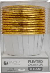 White Paper & Foil Pleated Baking Cups 16 ct