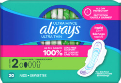 100% Leak Free Ultra Thin Long Super Pads w/ Wings 20 ct