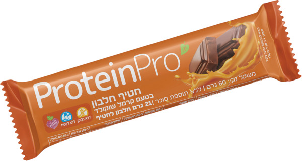 חטיף חלבון קרמל שוקולד טבעוני 60 גרם
