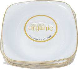 Gold Rim Organic White Bowls 10 ct