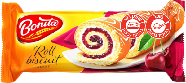 עוגת רולדה במילוי קרם בטעם דובדבן 150 גר