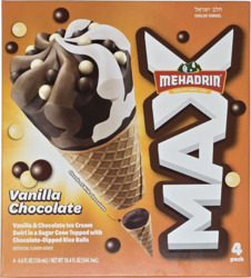 Vanilla Chocolate Mix Ice Cream Cone 4 pk