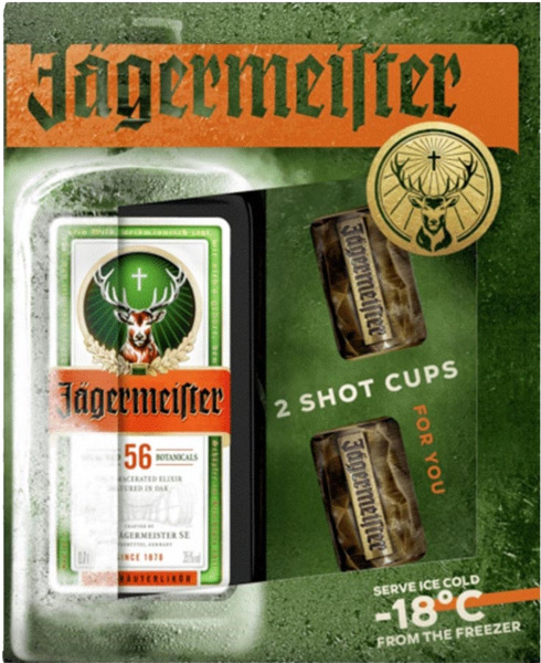 מארז יגרמייסטר 700 מ"ל +  2 כוסות שוט