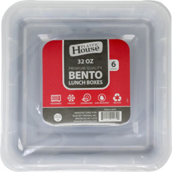 32oz Square Lunch Boxes  6 ct