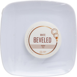 7.25" White Beveled Salad Plates 40 ct