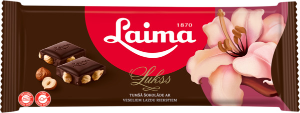 שוקולד מריר אגוזי לוז שלמים 190 גר LAIMA