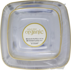 Combo of Salad & Dinner Square Plates 32 ct