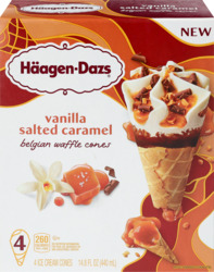 Vanilla Salted Caramel Belgian Waffle Ice Cream Cones