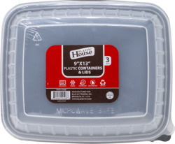 9" x 13" Plastic Containers & Lids Sets 3 ct