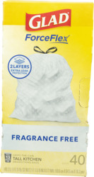 Forceflex Tall Kitchen Drawstring Bags 40 ct