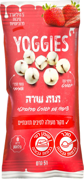 קוביות עם תות שדה בציפוי יוגורט