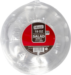 18 oz Clear Salad Bowls with Lids 20 ct