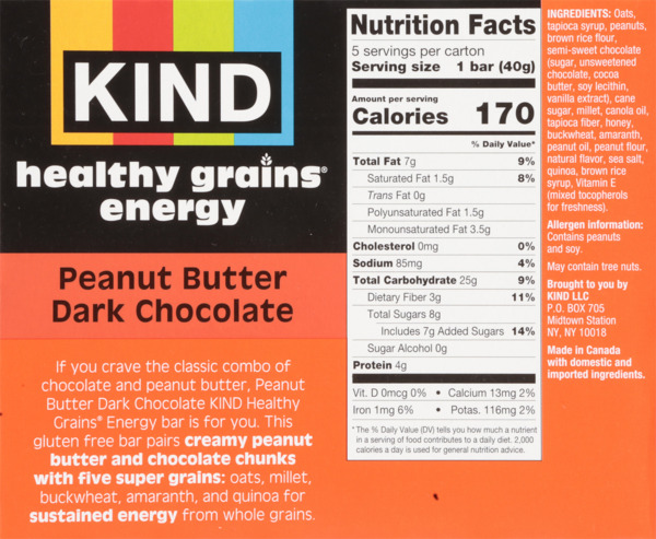 Healthy Grains Peanut Butter Dark Chocolate Bars 5 ct 2