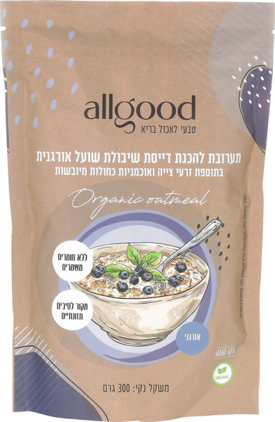 תערובת דייסת שיבולת שועל אורגנית - אוכמניות וצ'יה 300 גרם