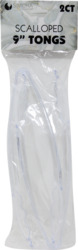 9" Scalloped Clear Tongs 2 ct