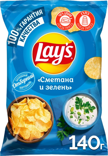 חטיפי תפוח אדמה בטעםשמנת חמוצה וירק 140גרםLAYS